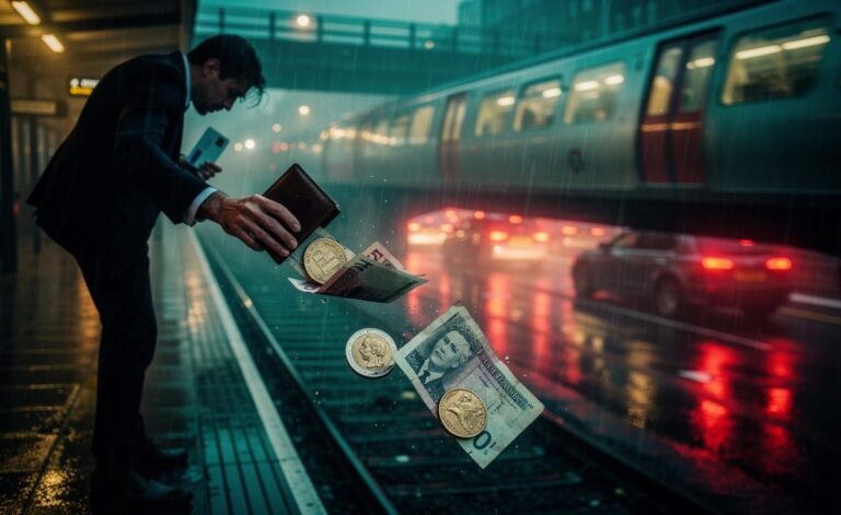 Illustration of the hidden costs of a daily commute blowing a monthly budget