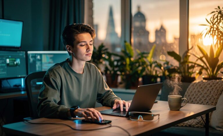 Illustration of maintaining mental health in the digital age of 2026 through balanced technology use