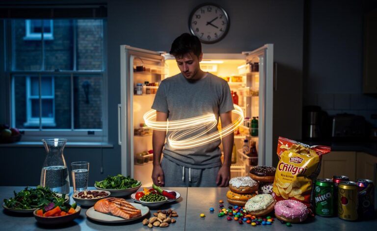 Illustration of the hormonal, dietary, and lifestyle drivers of persistent hunger