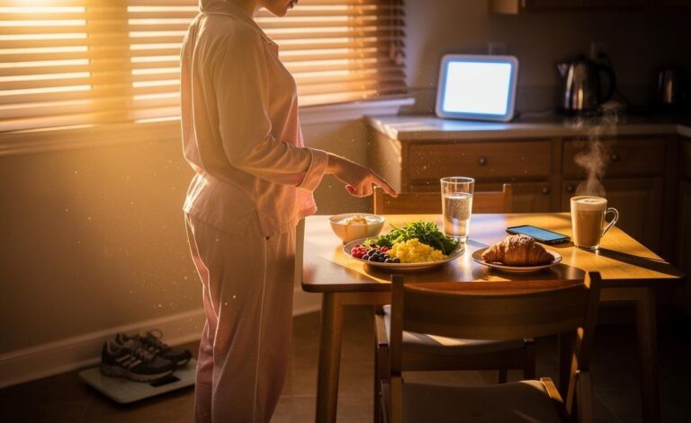 Illustration of the surprising connection between your morning routine and weight gain