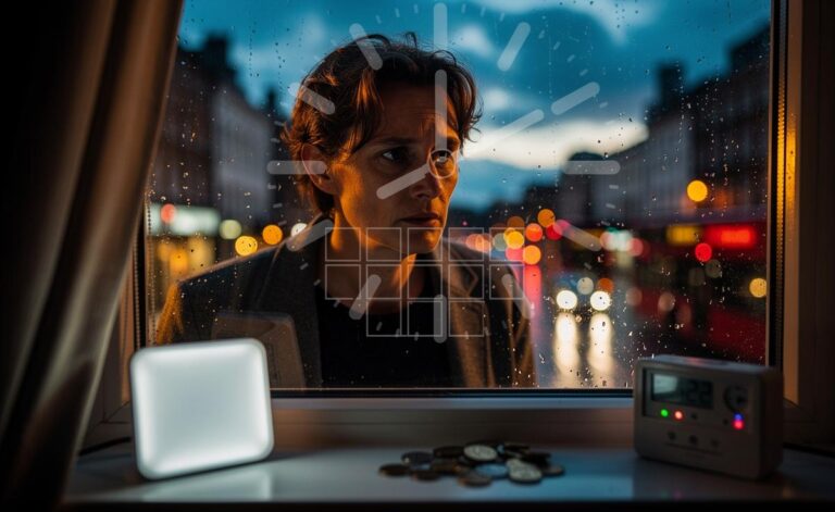 Illustration of October’s rising anxiety driven by shorter daylight, the clock change, higher energy bills, and intensified Q4 workloads