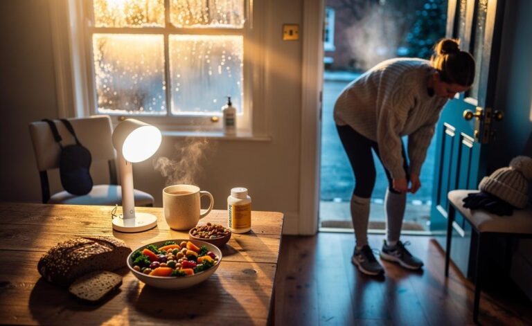 Illustration of winter health tips to stay energised until spring