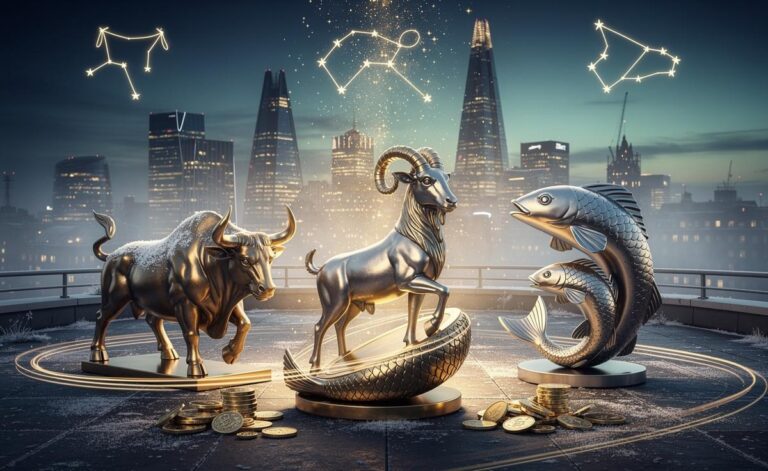 Illustration of Capricorn, Taurus, and Pisces experiencing unexpected prosperity on 7 January 2026