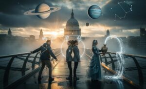 Illustration of Aries, Gemini, and Aquarius embarking on a journey of renewal on 9 January 2026