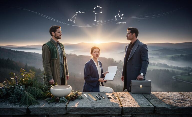 Illustration of three zodiac signs—Taurus, Virgo, and Capricorn—feeling emotionally grounded on 2 January 2026