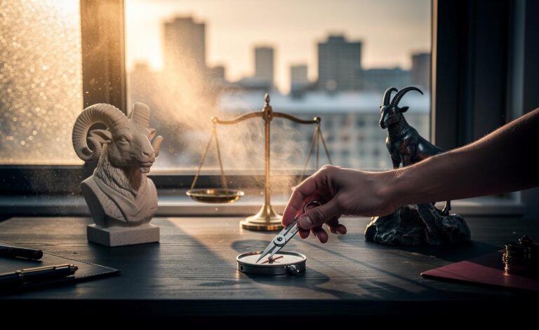 Illustration of Aries, Libra, and Capricorn gaining decisive clarity on 3 January 2026, symbolised by zodiac icons and a marked calendar