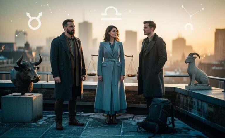 Illustration of Taurus, Libra, and Capricorn stepping into calm assurance on 2 January 2026