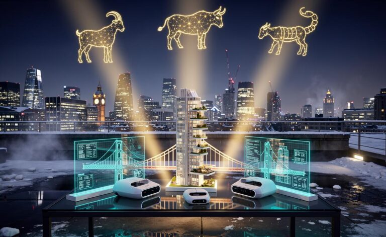 Illustration of Capricorn, Taurus, and Scorpio zodiac symbols over a calendar marked January 7, 2026, symbolizing ambitions transforming into reality