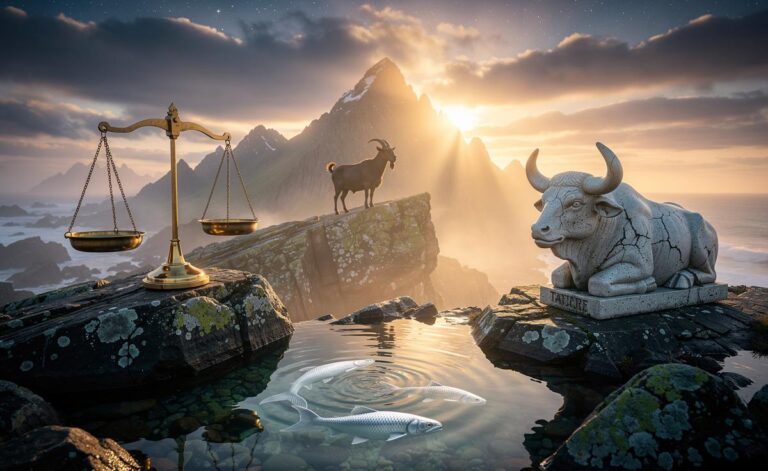 Illustration of Libra, Taurus, Capricorn, and Pisces finding harmony and balance on 11 January 2026