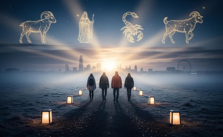 Illustration of four zodiac signs—Aries, Virgo, Scorpio, and Capricorn—moving ahead with purpose on January 3, 2026