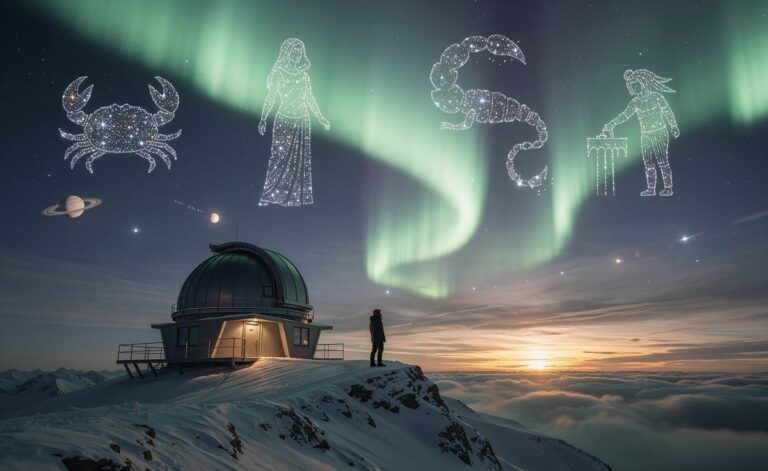 Illustration of four zodiac signs—Cancer, Virgo, Scorpio, and Aquarius—receiving a cosmic green light on 1 January 2026