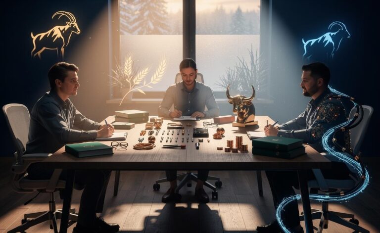 Illustration of the four zodiac signs—Capricorn, Virgo, Taurus, and Aquarius—receiving practical insight on 2 January 2026