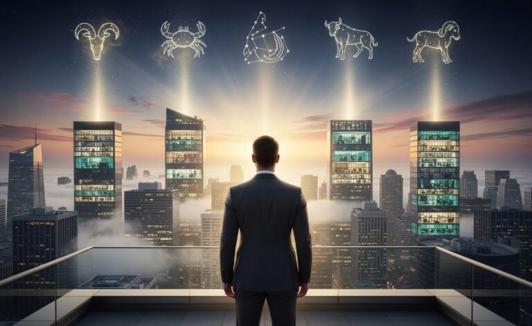 Illustration of five zodiac signs—Aries, Cancer, Aquarius, Taurus, and Capricorn—attracting career breakthroughs on 1 January 2026