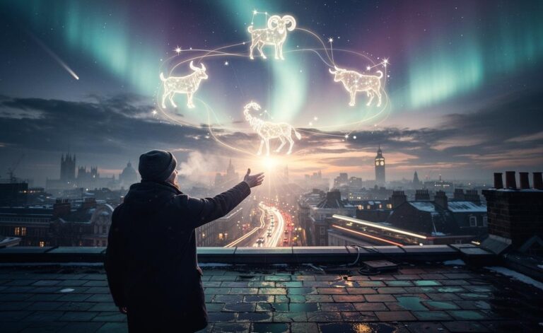 Illustration of five zodiac signs—Capricorn, Aries, Taurus, Scorpio, and Aquarius—experiencing transformative energy on 7 January 2026