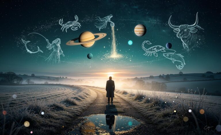 Illustration of five zodiac signs—Cancer, Aquarius, Scorpio, Pisces, and Taurus—finding certainty on 2 January 2026 under Saturn in Pisces, Jupiter in Cancer, Pluto in Aquarius, and Uranus in Taurus
