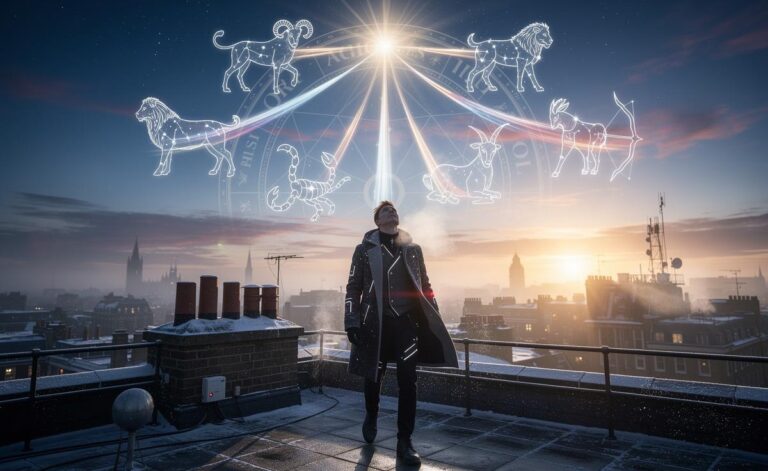 Illustration of five zodiac signs—Aries, Leo, Scorpio, Capricorn, and Sagittarius—gaining momentum through courage on 3 January 2026