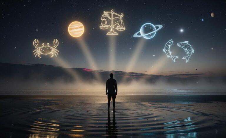 Illustration of five zodiac signs—Cancer, Aries, Libra, Capricorn, and Pisces—preparing for an emotional shift on January 8, 2026