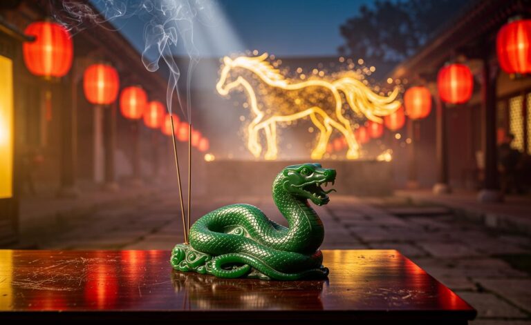 Illustration of the Chinese Zodiac horoscope for January 4, 2026, highlighting steady momentum in the Wood Snake year and preparation for the Fire Horse