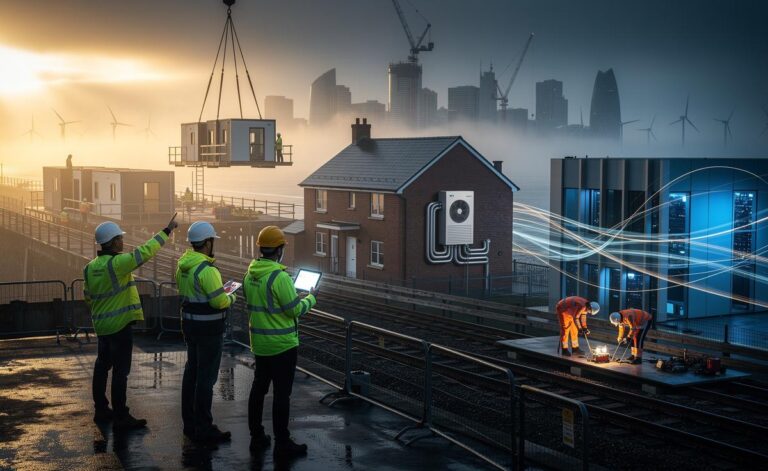 Illustration of 3 January 2026 as a UK turning point from pledges to delivery across energy, AI, housing, and skills