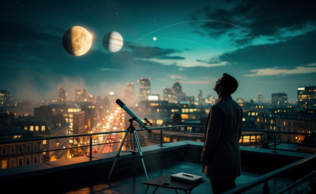 Illustration of the Venus–Jupiter alignment on 8 January 2026 for the daily horoscope