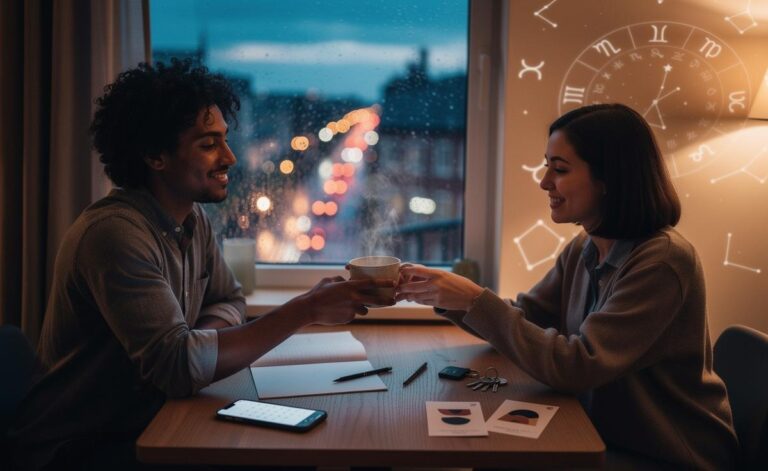 Illustration of a love horoscope for 9 January 2026, emphasising the finer details: micro-gestures, clear communication, and practical romance for singles and couples