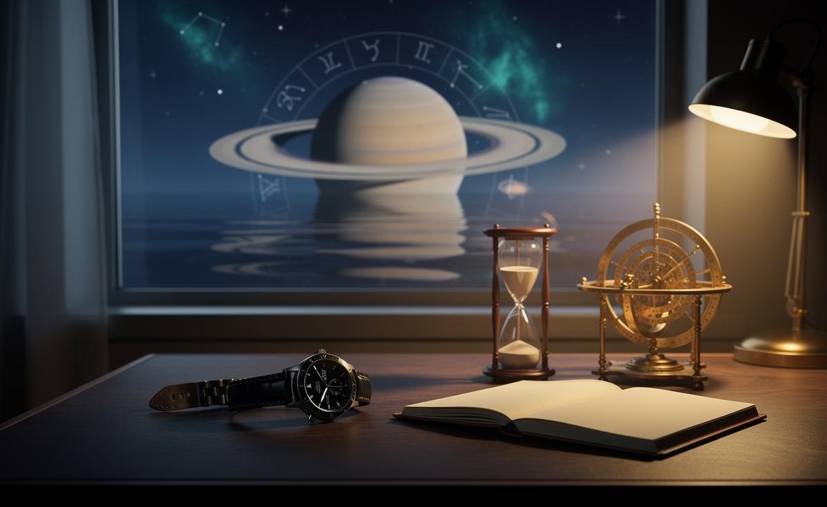 Illustration of Saturn influencing the twelve zodiac signs today