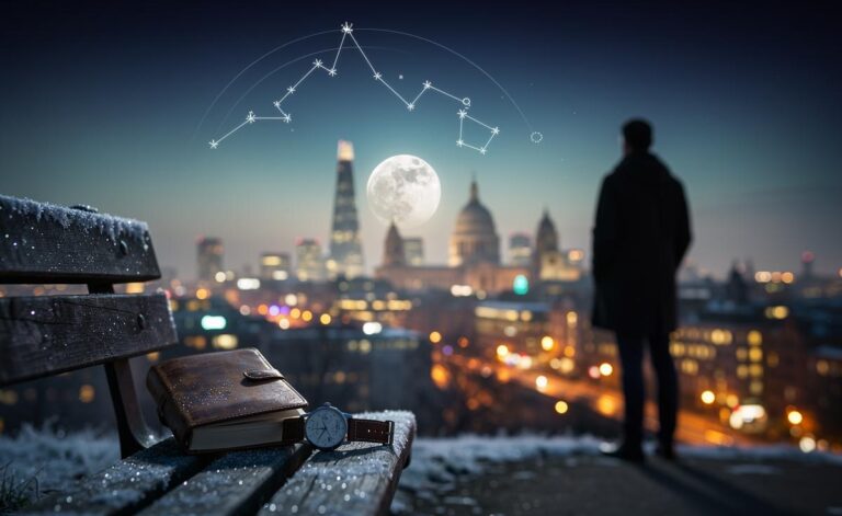 Illustration of the Moon setting the tone for 2026 on 1 January, with zodiac symbols for the New Year horoscope