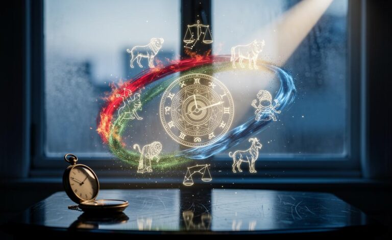 Illustration of the twelve zodiac signs around an astrological wheel with a calendar marked 9 January 2026, symbolising unexpected revelations for each sign