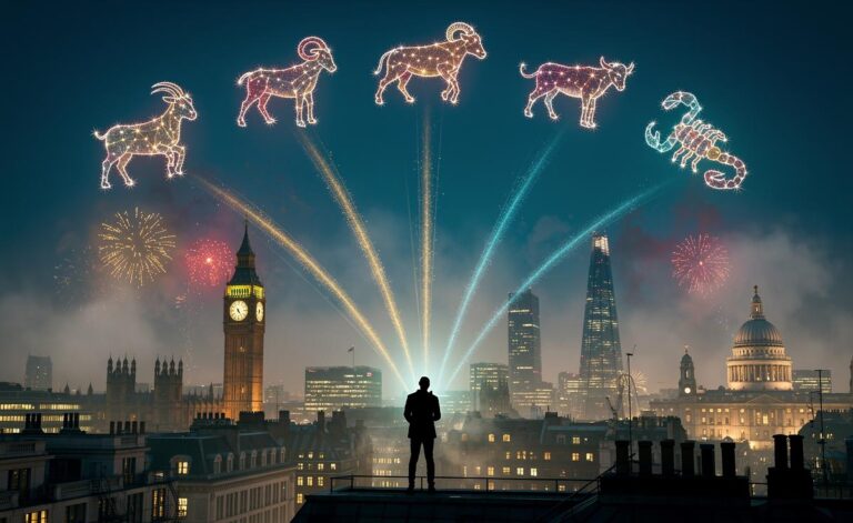 Illustration of Capricorn, Aries, Taurus, Scorpio, and Aquarius manifesting success on 1 January 2026