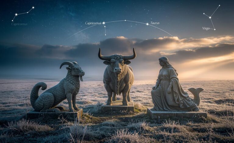 Illustration of Capricorn, Taurus, and Virgo feeling grounded and secure on 4 January 2026, with Cancer and Scorpio also finding stability