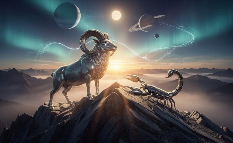 Illustration of Aries and Scorpio feeling most empowered on 6 January 2026 during Capricorn season, under key transits with the Sun in Capricorn and the influences of Saturn, Jupiter and Pluto