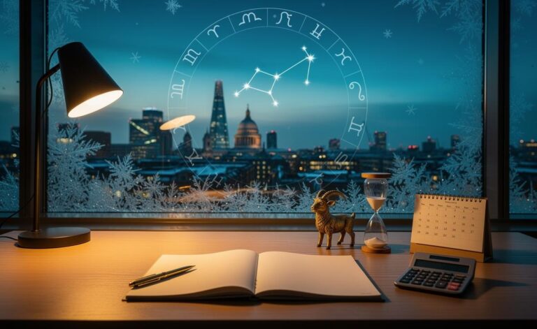 Illustration of the UK-focused daily astrology message for 4 January 2026 under Capricorn season, highlighting structure, practicality, and clarity