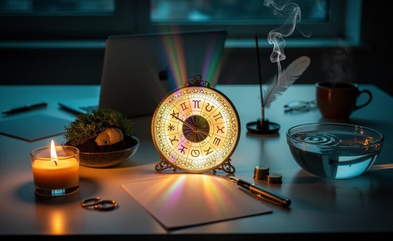 Illustration of a dynamic daily horoscope for January 10, 2026 focusing on elements and guidance for career, love, and money