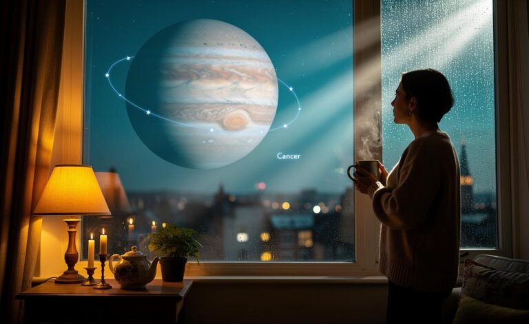 Illustration of Jupiter's blessings influencing the daily horoscope for 9 January 2026